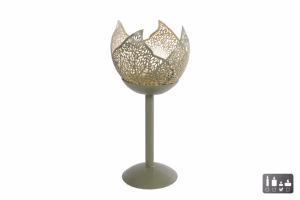 Theelichthouder Leaf Tilia" groen/goud