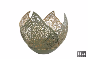Theelichthouder "Leaf Tilia" goud/groen