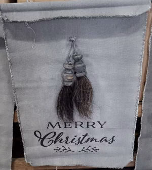 Canvasdoek merry christmas houtenklossen