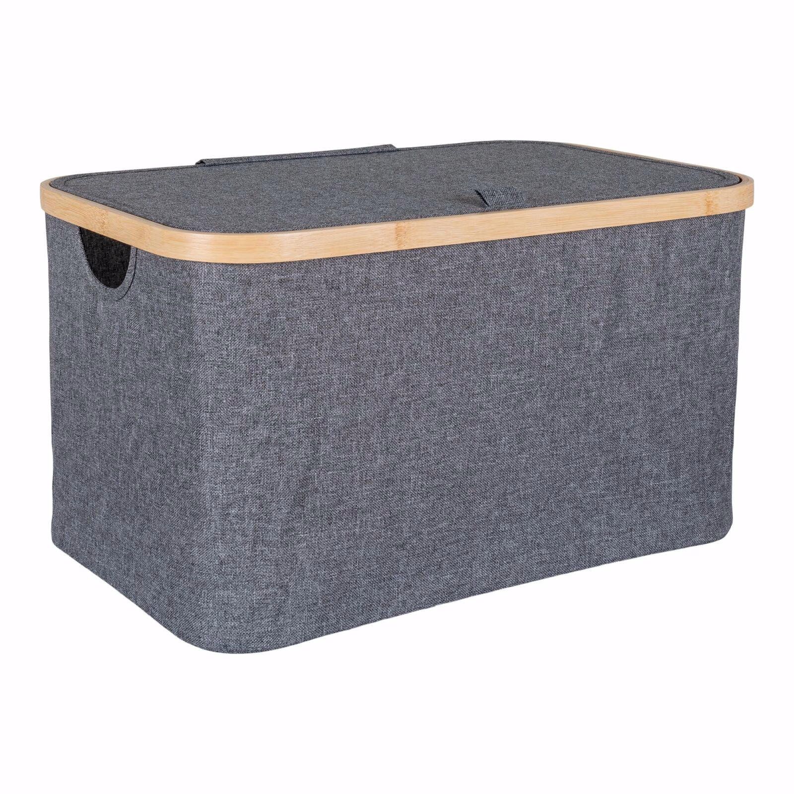Mand in bamboe/textiel, donkergrijs, 30x45x25 1 Mand in bamboe/textiel, donkergrijs, 30x45x25