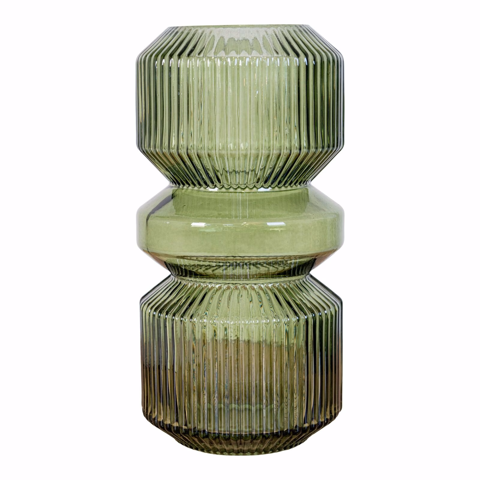 Glazen vaas, groen, Ø12x25 1 Glazen vaas, groen, Ø12x25