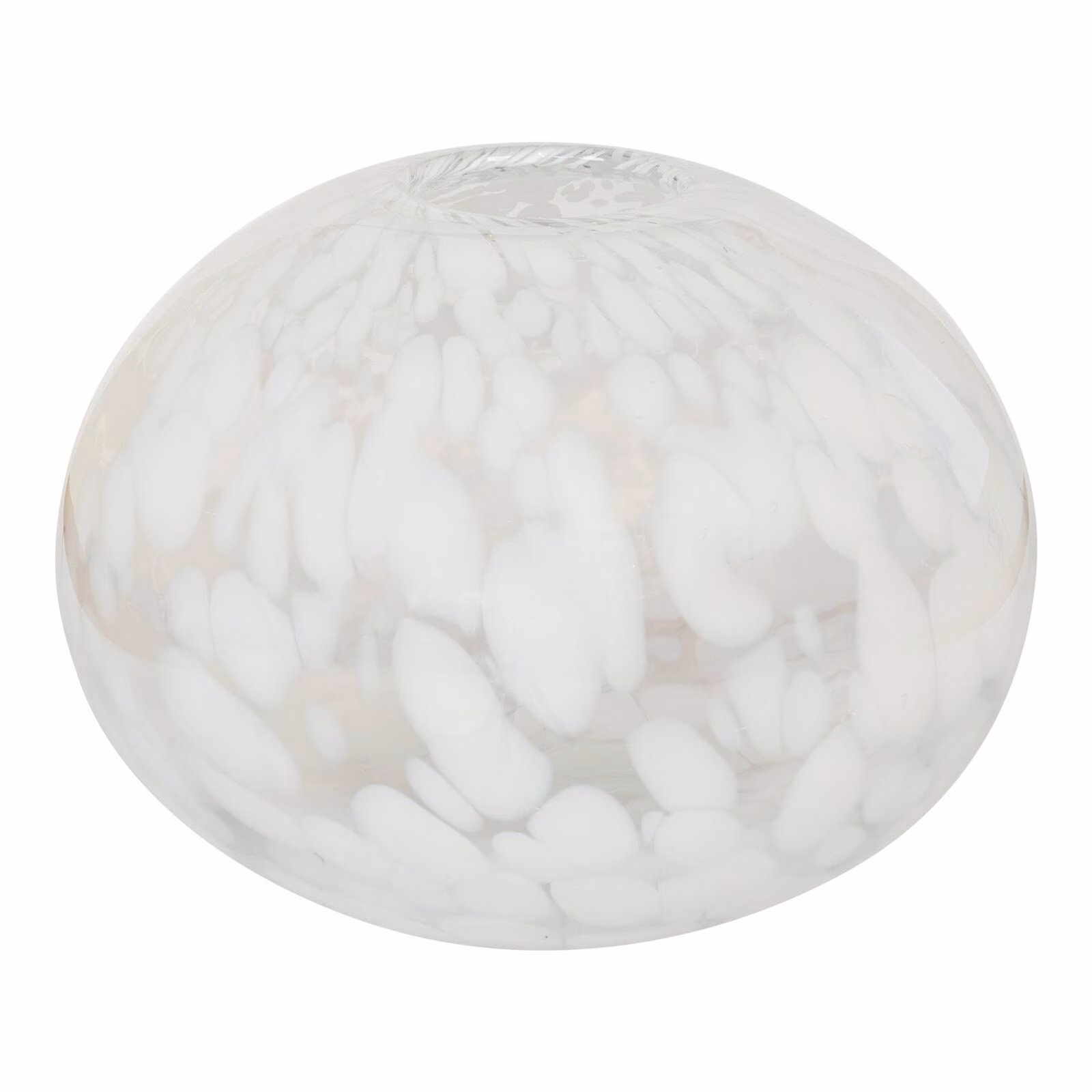 Mondgeblazen vaas, witte stippen, Ø22x17 1 Mondgeblazen vaas, witte stippen, Ø22x17