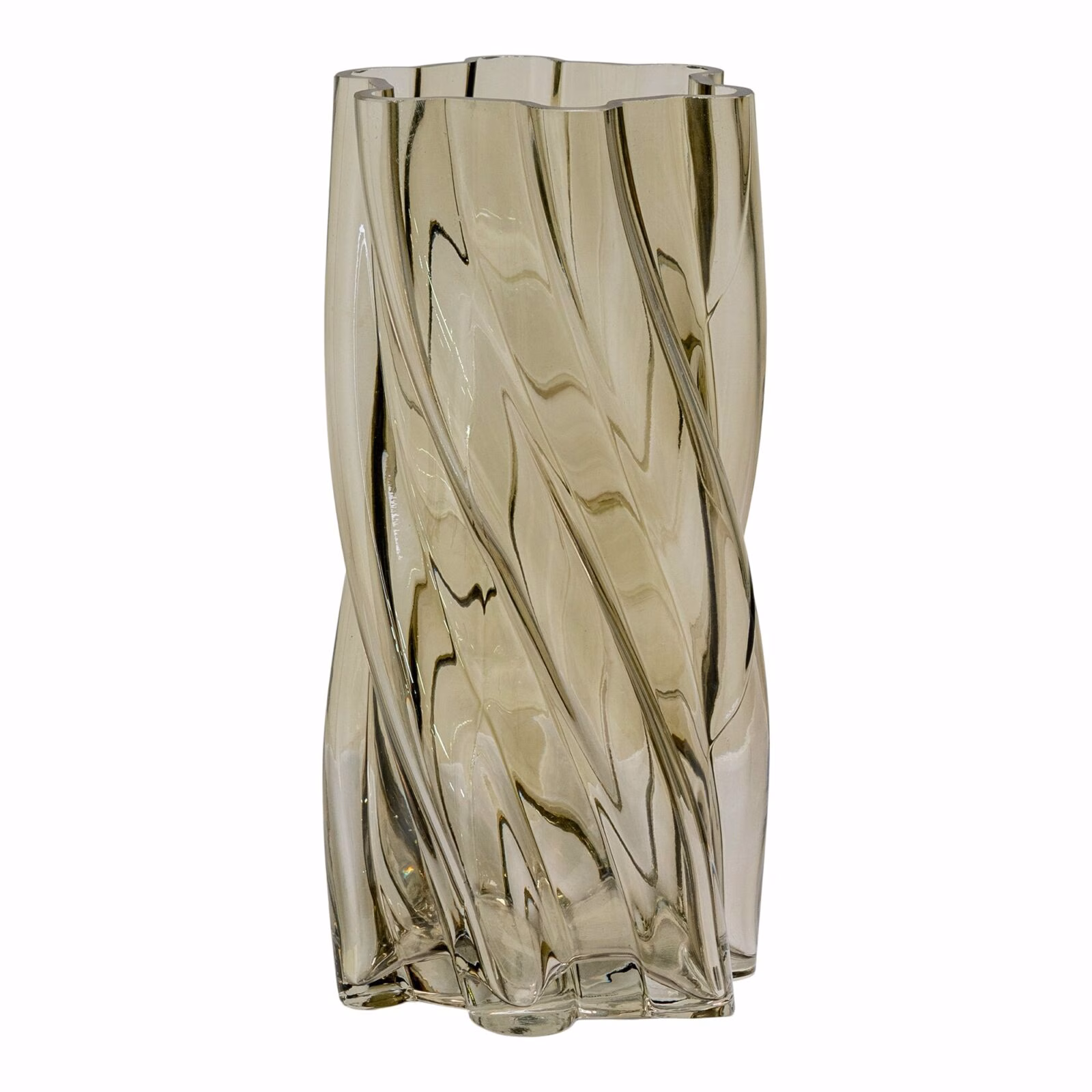 Vaas, mondgeblazen gerookt groen,12,5x25 1 Vaas, mondgeblazen gerookt groen,12,5x25