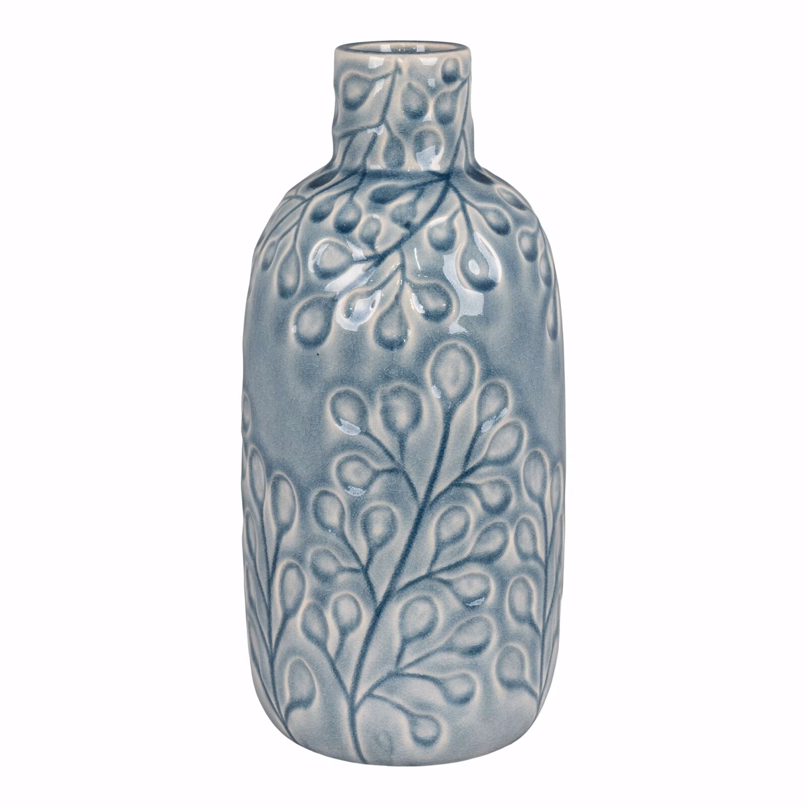 Blauw vaas keramiek, met patroon,12x26 1 Blauw vaas keramiek, met patroon,12x26