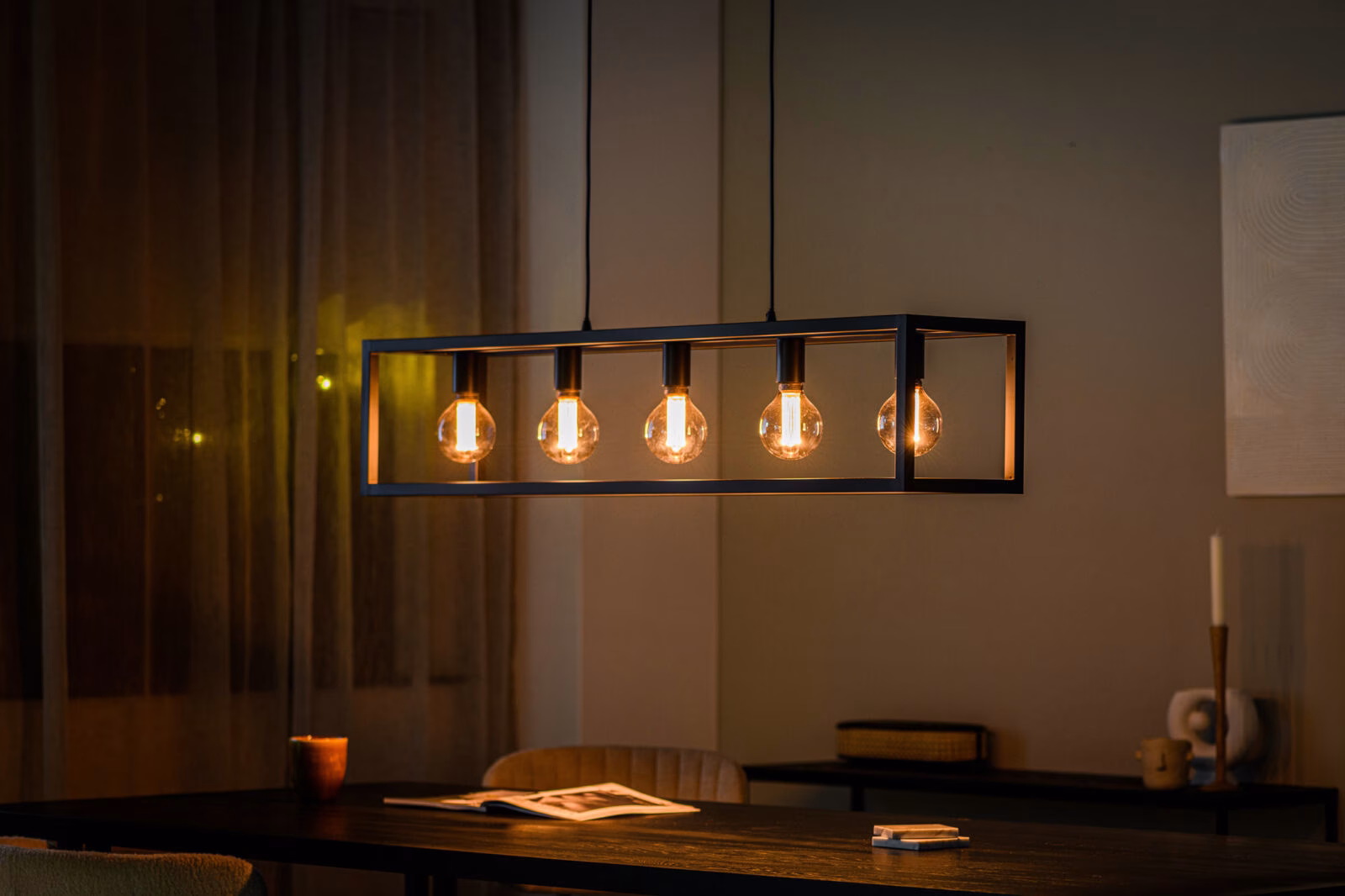 Hanglamp, 5-lichts, H340 zwart 2 Hanglamp, 5-lichts, H340 zwart - Afbeelding 2