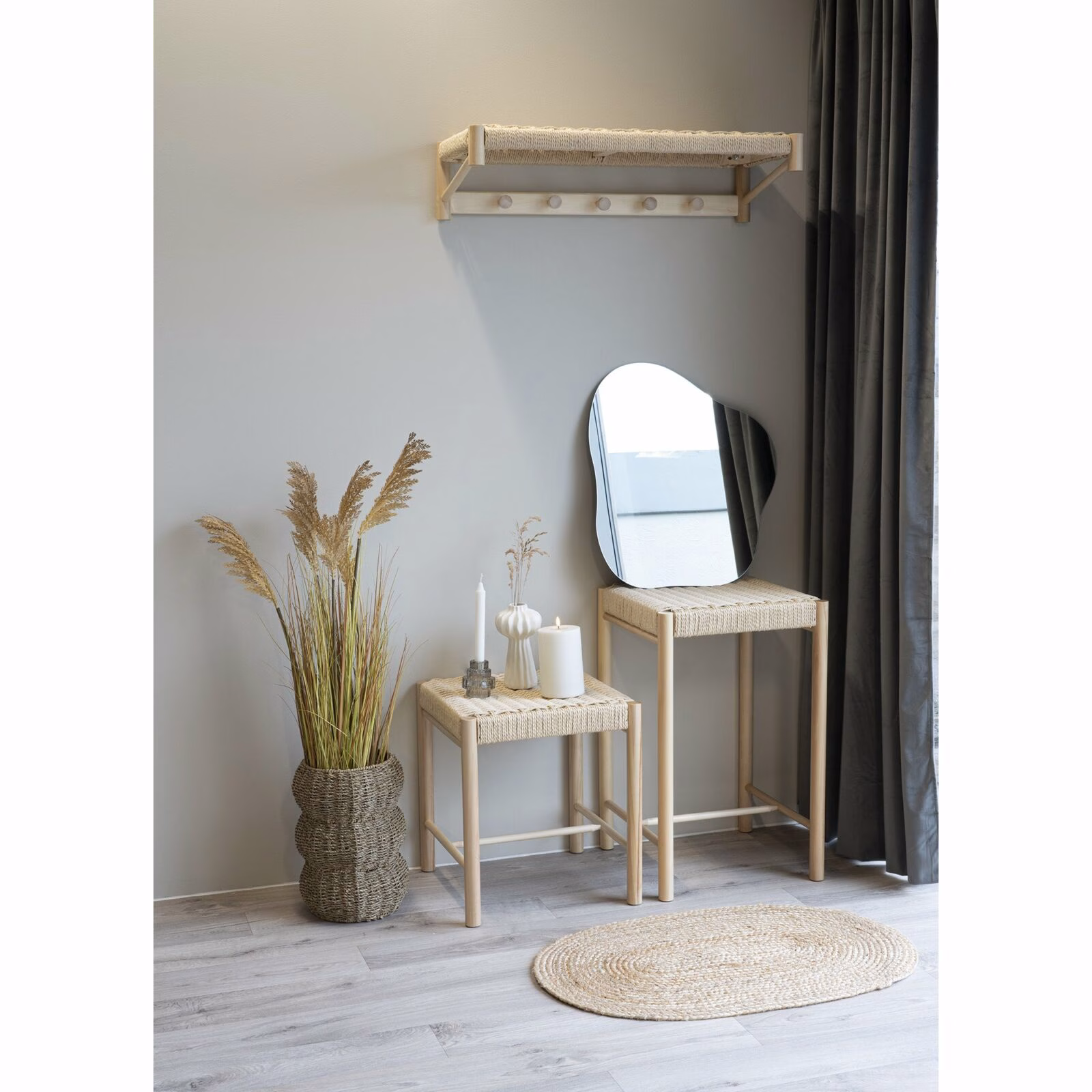 Abano Hoedenrek Populierenhout & Vlechtwerk 78x31. 2 Abano Hoedenrek Populierenhout & Vlechtwerk 78x31. - Afbeelding 2