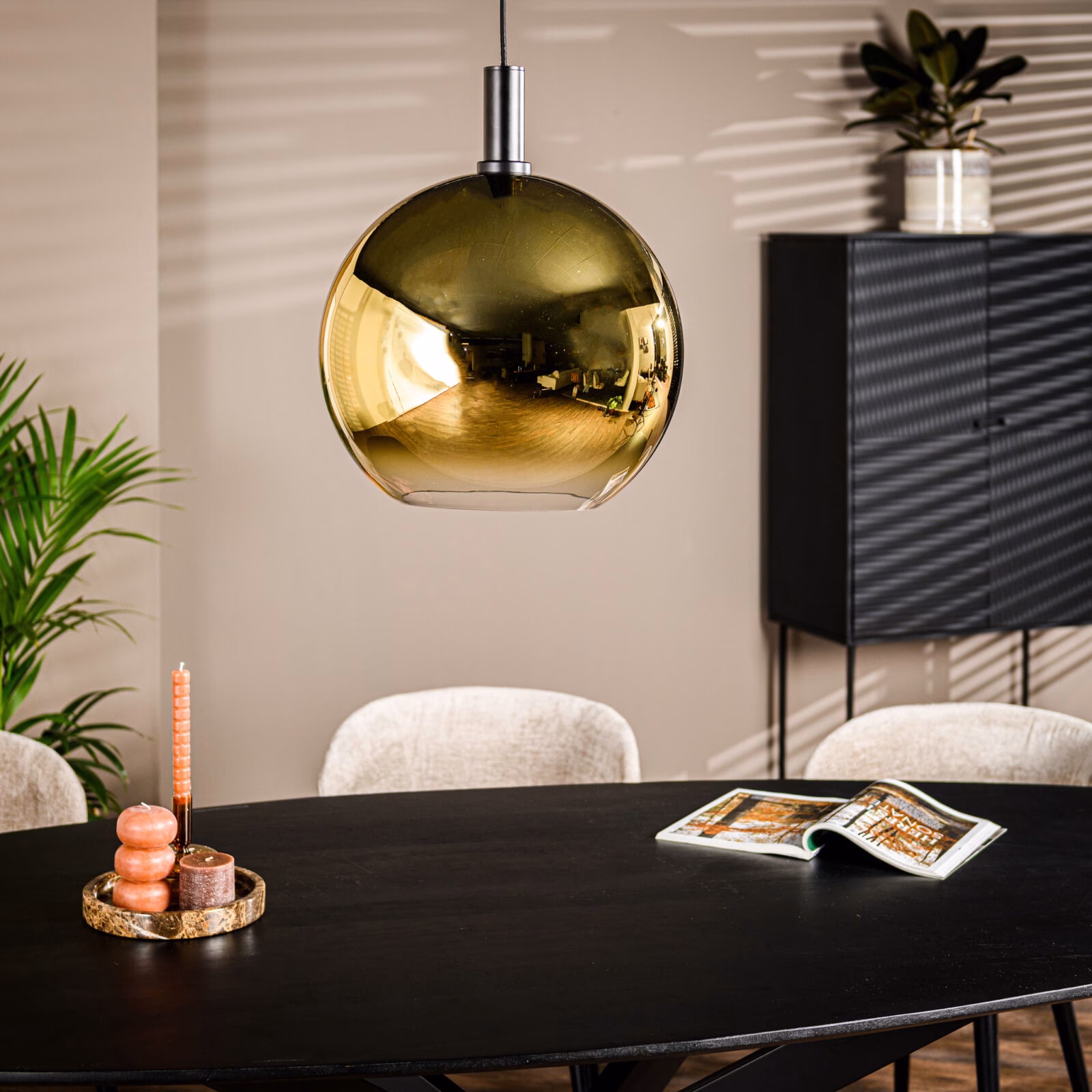 Glazen hanglamp 40 goud 3 Glazen hanglamp 40 goud - Afbeelding 3
