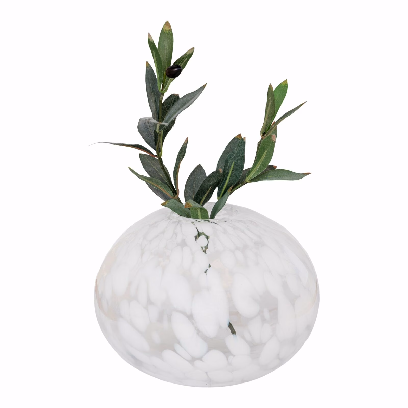 Mondgeblazen vaas, witte stippen, Ø22x17 3 Mondgeblazen vaas, witte stippen, Ø22x17 - Afbeelding 3