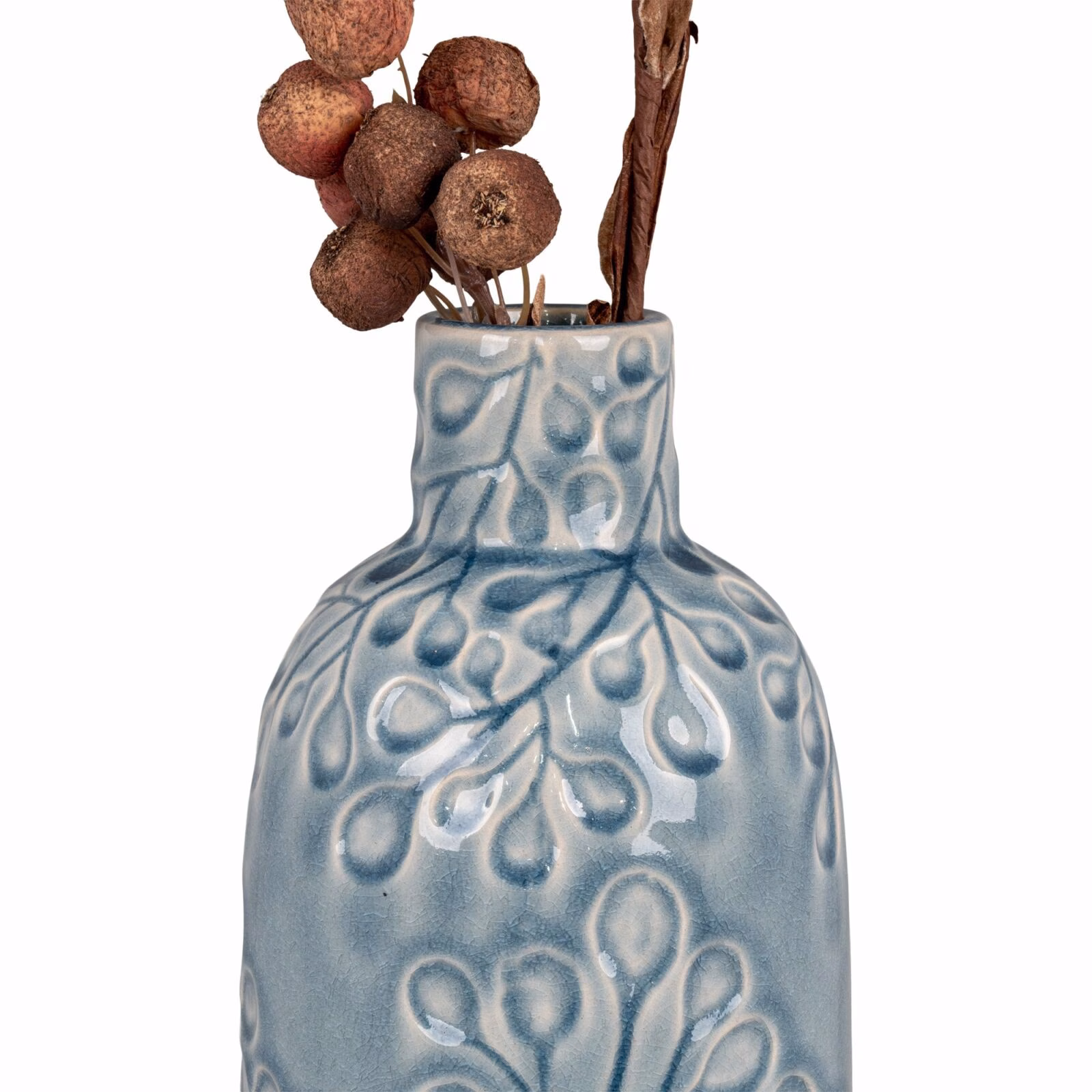 Blauw vaas keramiek, met patroon,12x26 2 Blauw vaas keramiek, met patroon,12x26