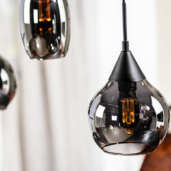Hanglamp, 5-lichts smoke glas