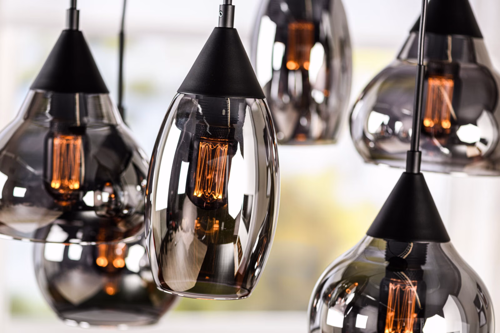 Hanglamp, 6-lichts, H340 smoke glas 4 Hanglamp, 6-lichts, H340 smoke glas - Afbeelding 4