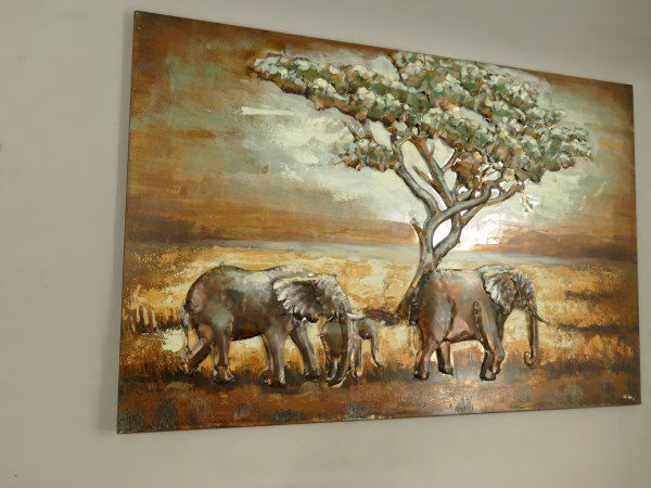 Olifant schilderij 3D metaal 2 Olifant schilderij 3D metaal