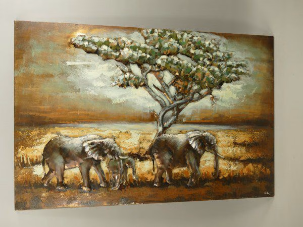 Olifant schilderij 3D metaal 1 Olifant schilderij 3D metaal