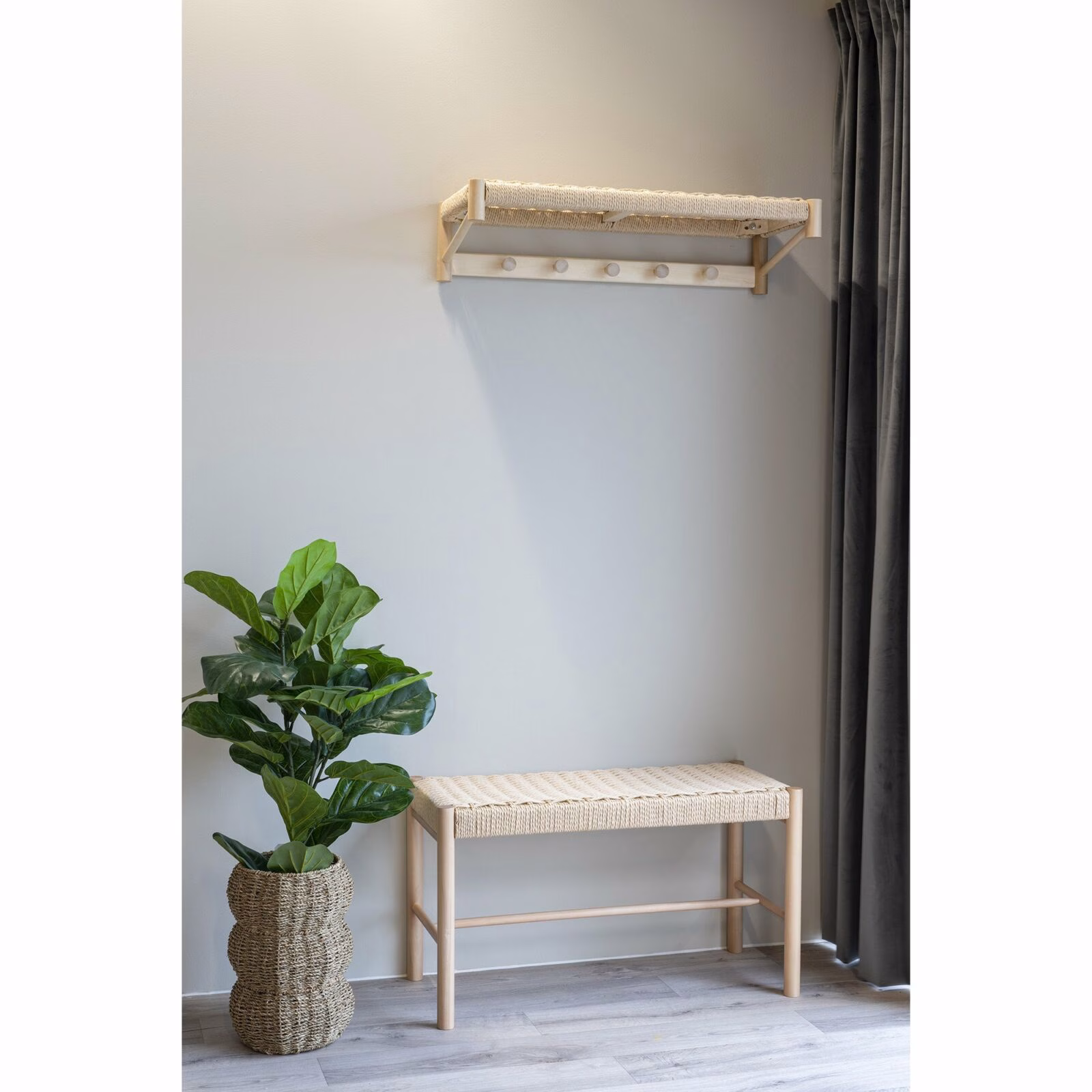 Abano Hoedenrek Populierenhout & Vlechtwerk 78x31. 4 Abano Hoedenrek Populierenhout & Vlechtwerk 78x31. - Afbeelding 4