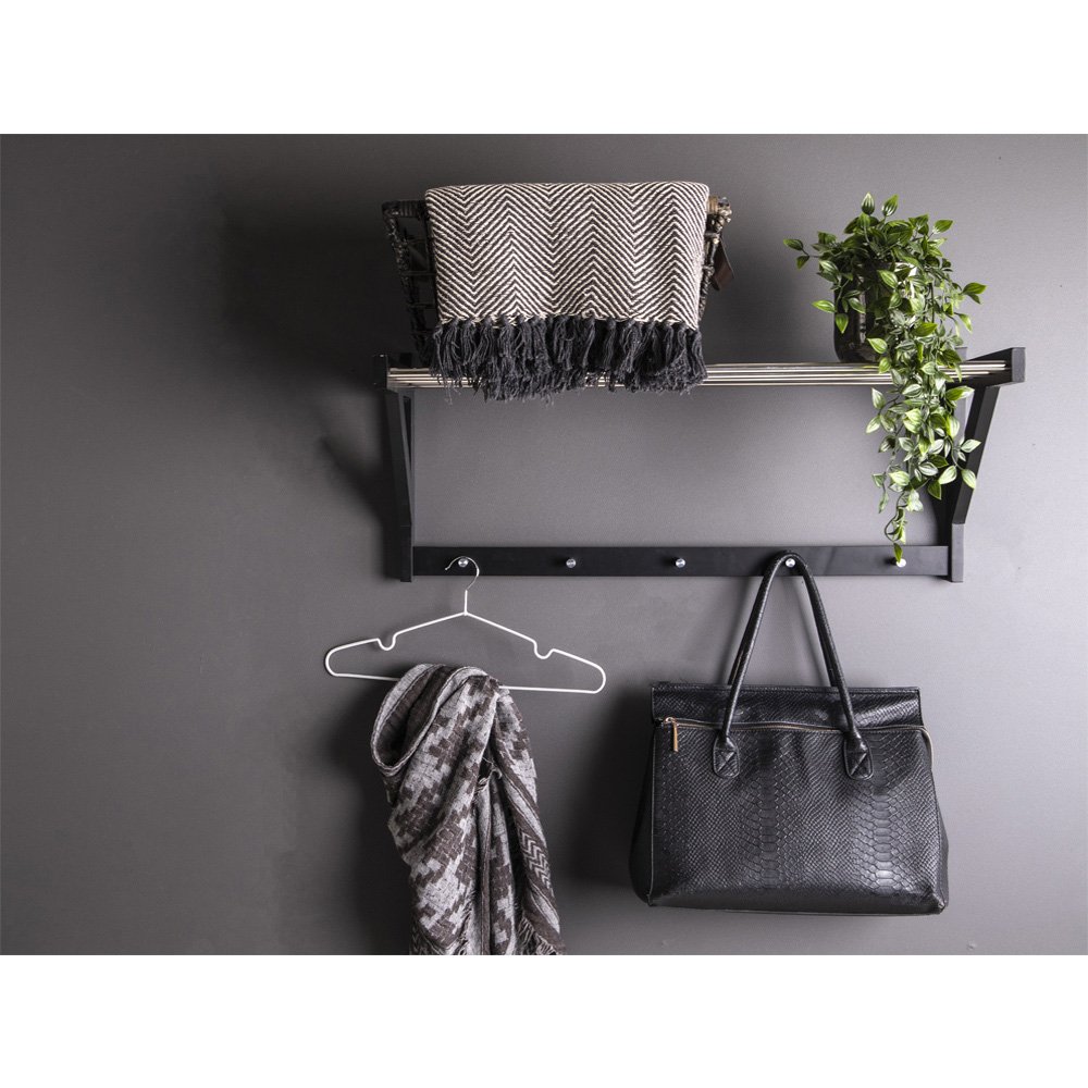 Norah houten wandkapstok zwart 5 Norah houten wandkapstok zwart - Afbeelding 5