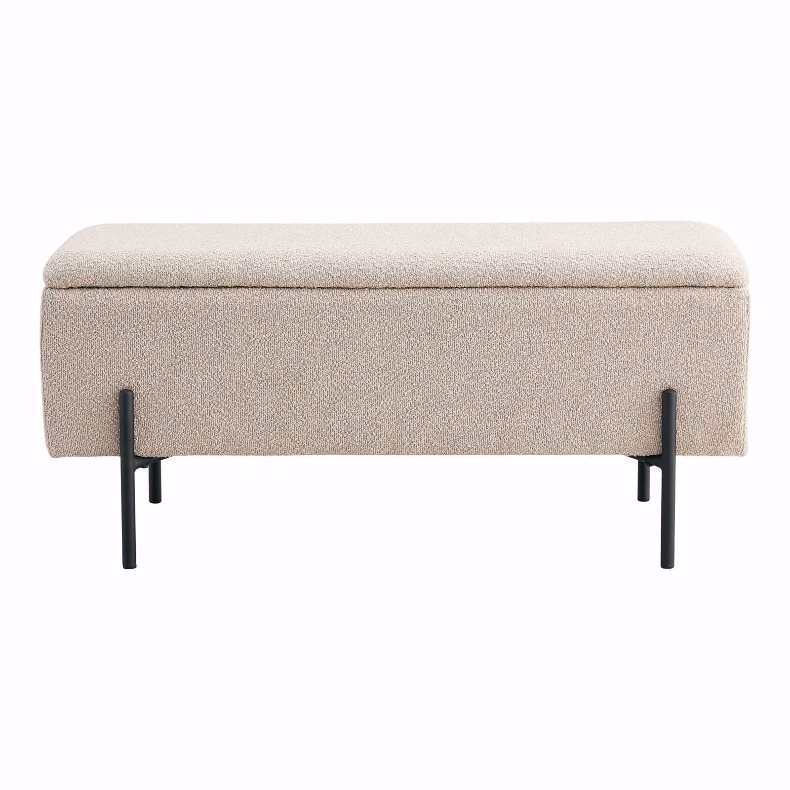Bank bouclé beige opbergruimte 1 Bank bouclé beige opbergruimte