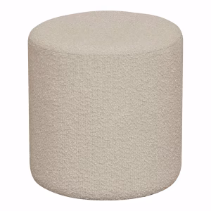 Pouf in bouclé, beige, Ø34x36 cm