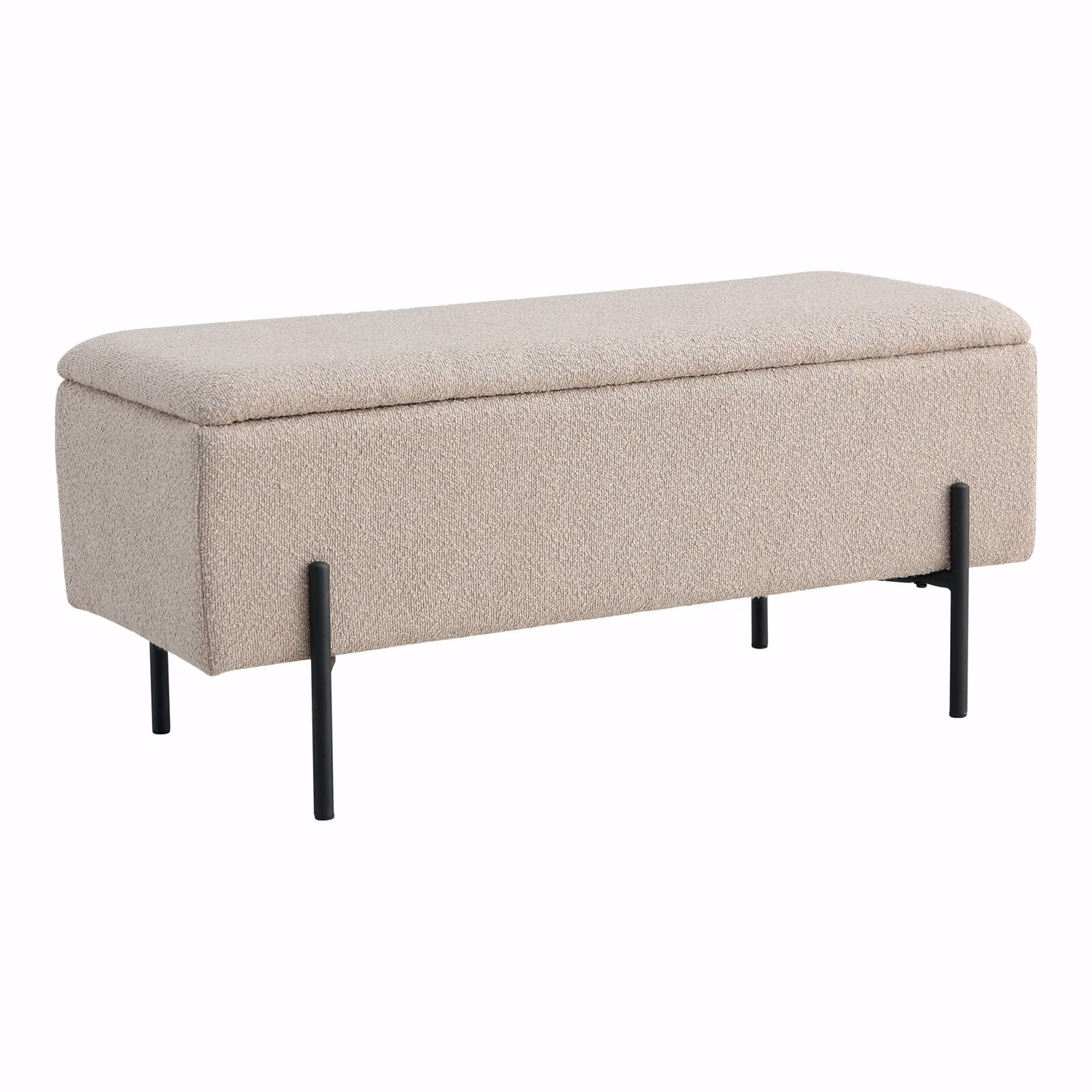 Bank bouclé beige opbergruimte 2 Bank bouclé beige opbergruimte - Afbeelding 2