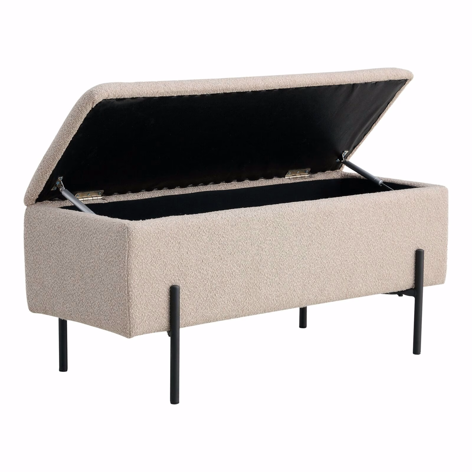 Bank bouclé beige opbergruimte 3 Bank bouclé beige opbergruimte - Afbeelding 3