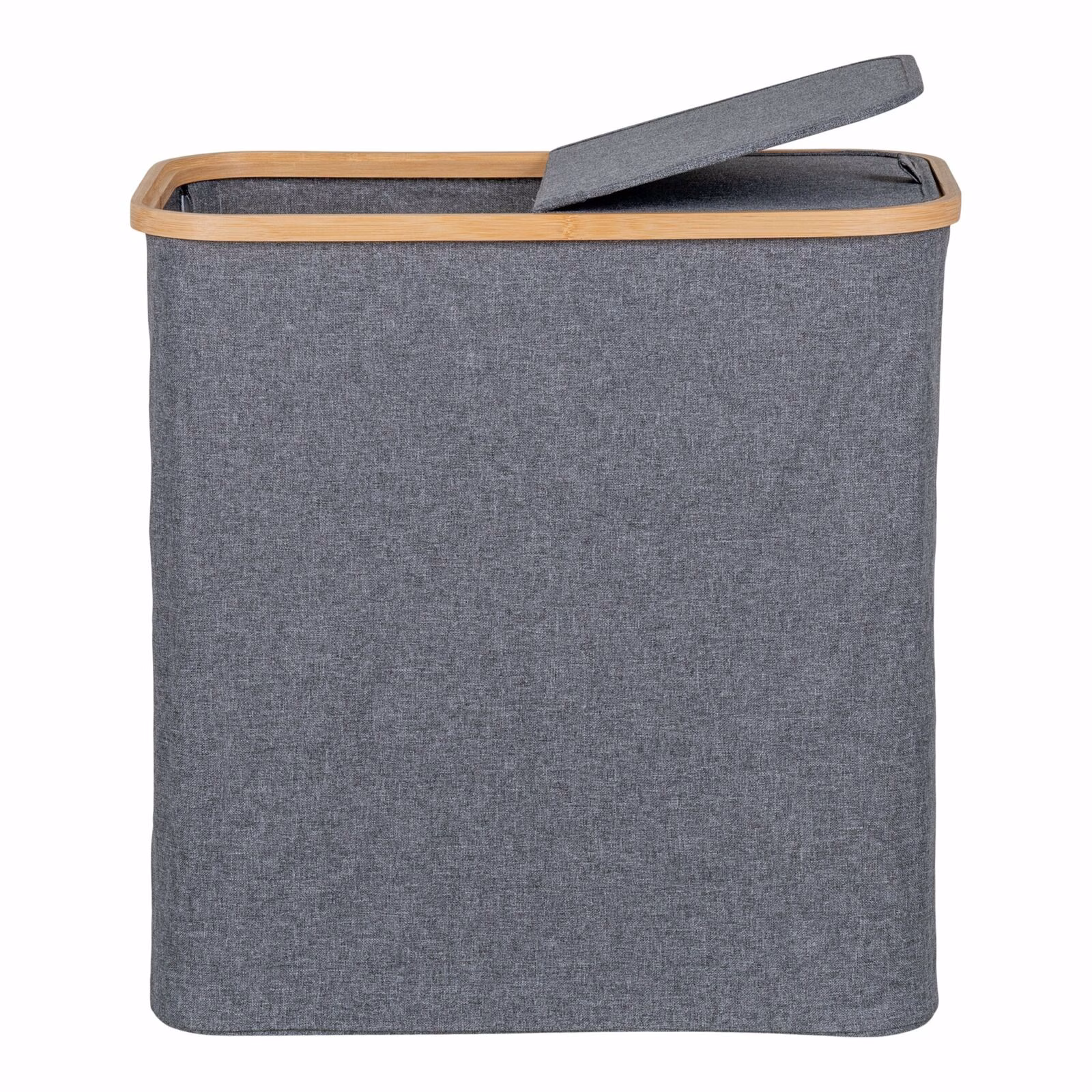 Wasmand in bamboe/textiel, donkergrijs, 54x33x54 1 Wasmand in bamboe/textiel, donkergrijs, 54x33x54