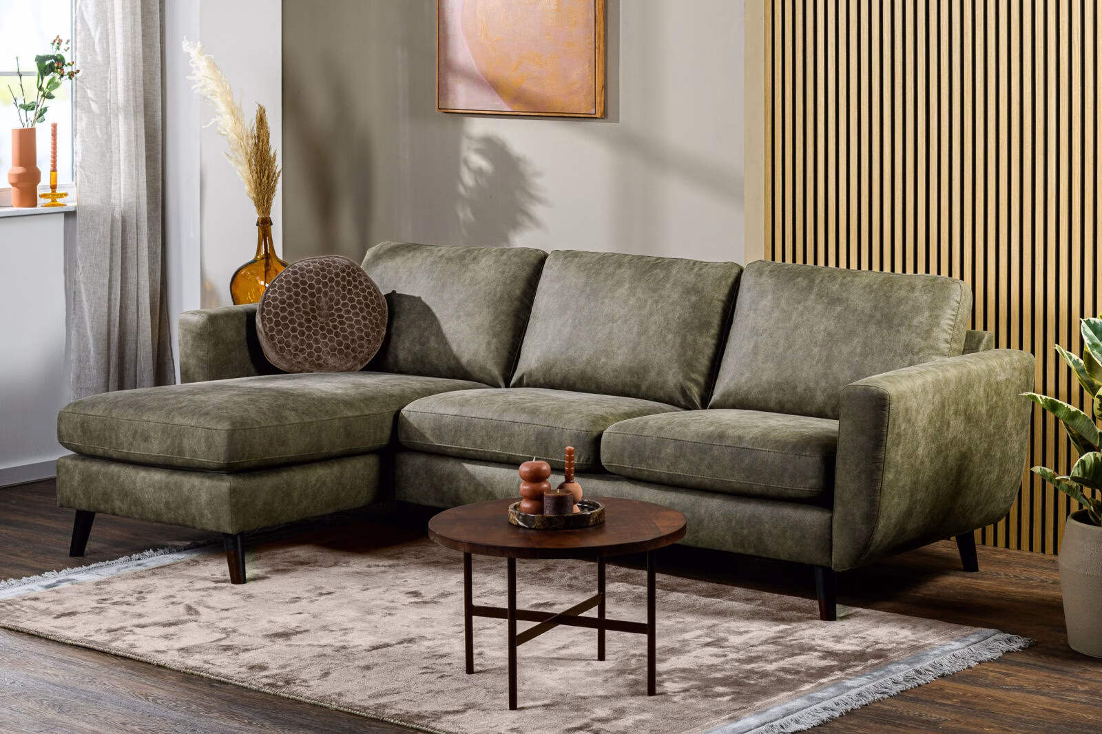 3 zits bank CL L+R, stof Savannah, groen 1 3 zits bank CL L+R, stof Savannah, groen