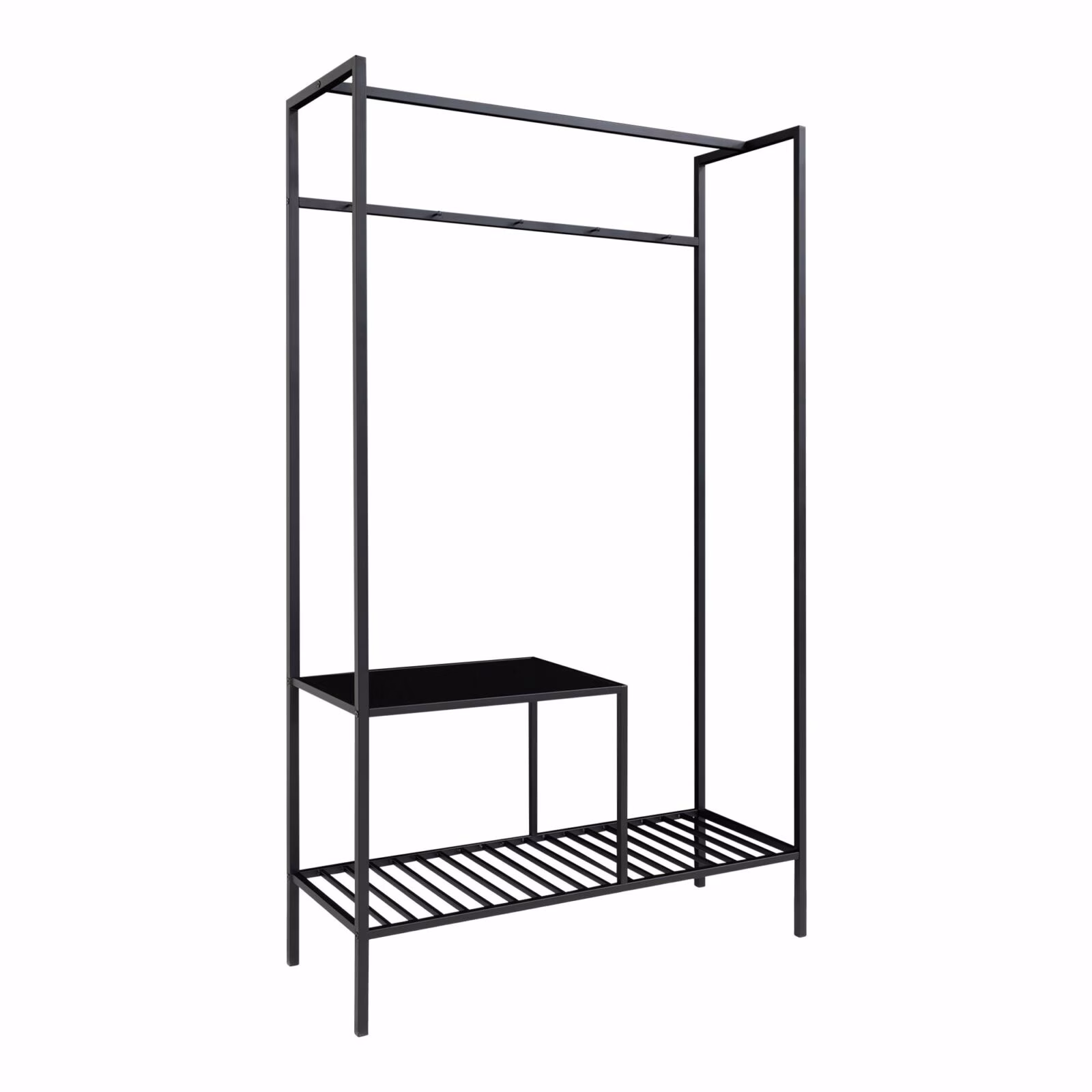 Vita Wardrobe - Kledingkast zwart frame twee zwarte planken 3 Vita Wardrobe - Kledingkast zwart frame twee zwarte planken - Afbeelding 3
