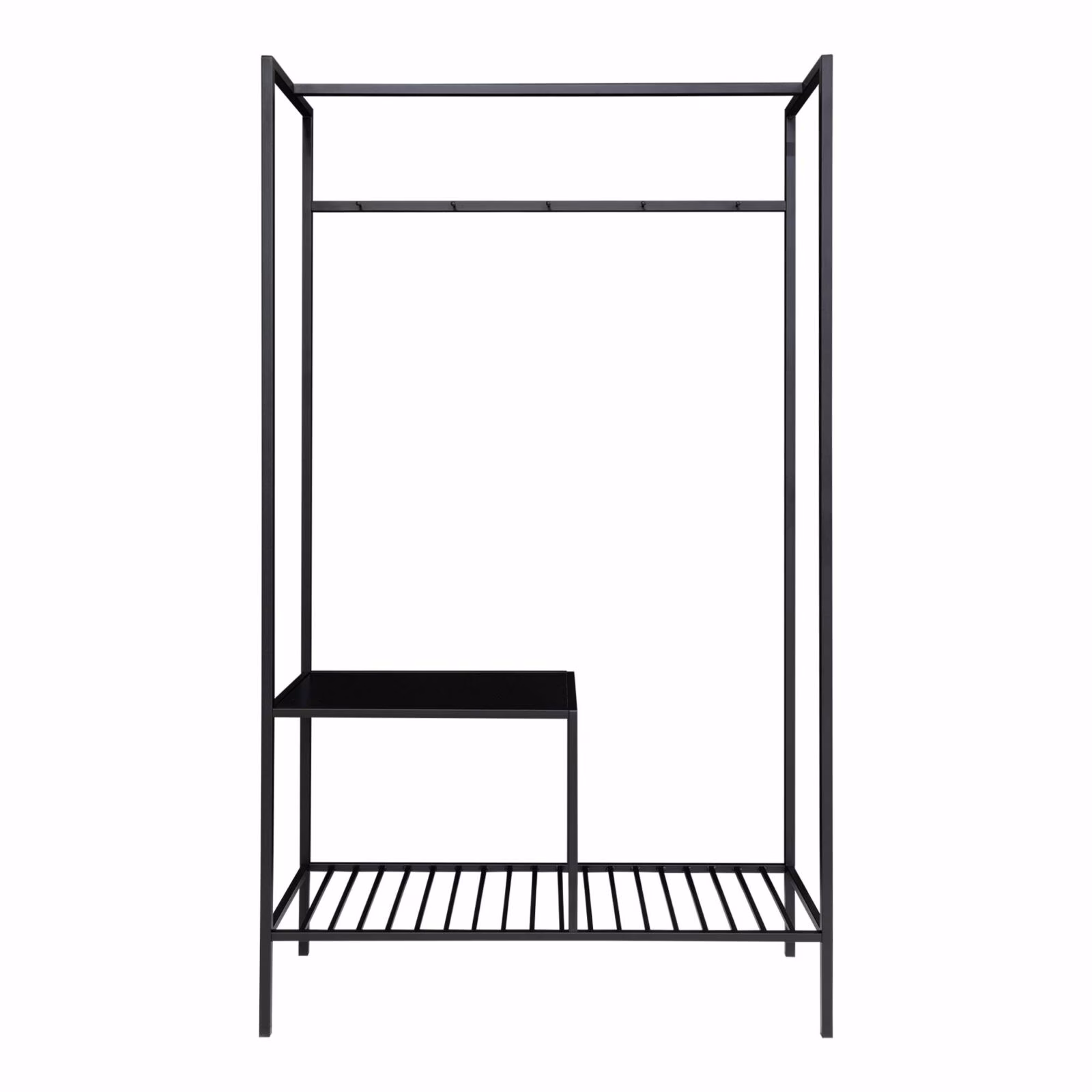 Vita Wardrobe - Kledingkast zwart frame twee zwarte planken 4 Vita Wardrobe - Kledingkast zwart frame twee zwarte planken - Afbeelding 4