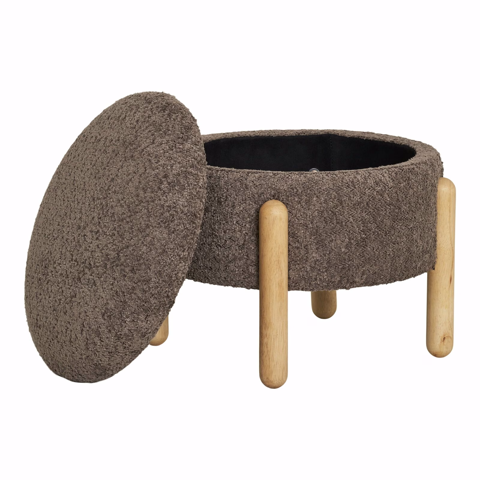 Poef met opbergruimte, bouclé, 2 Poef met opbergruimte, bouclé,