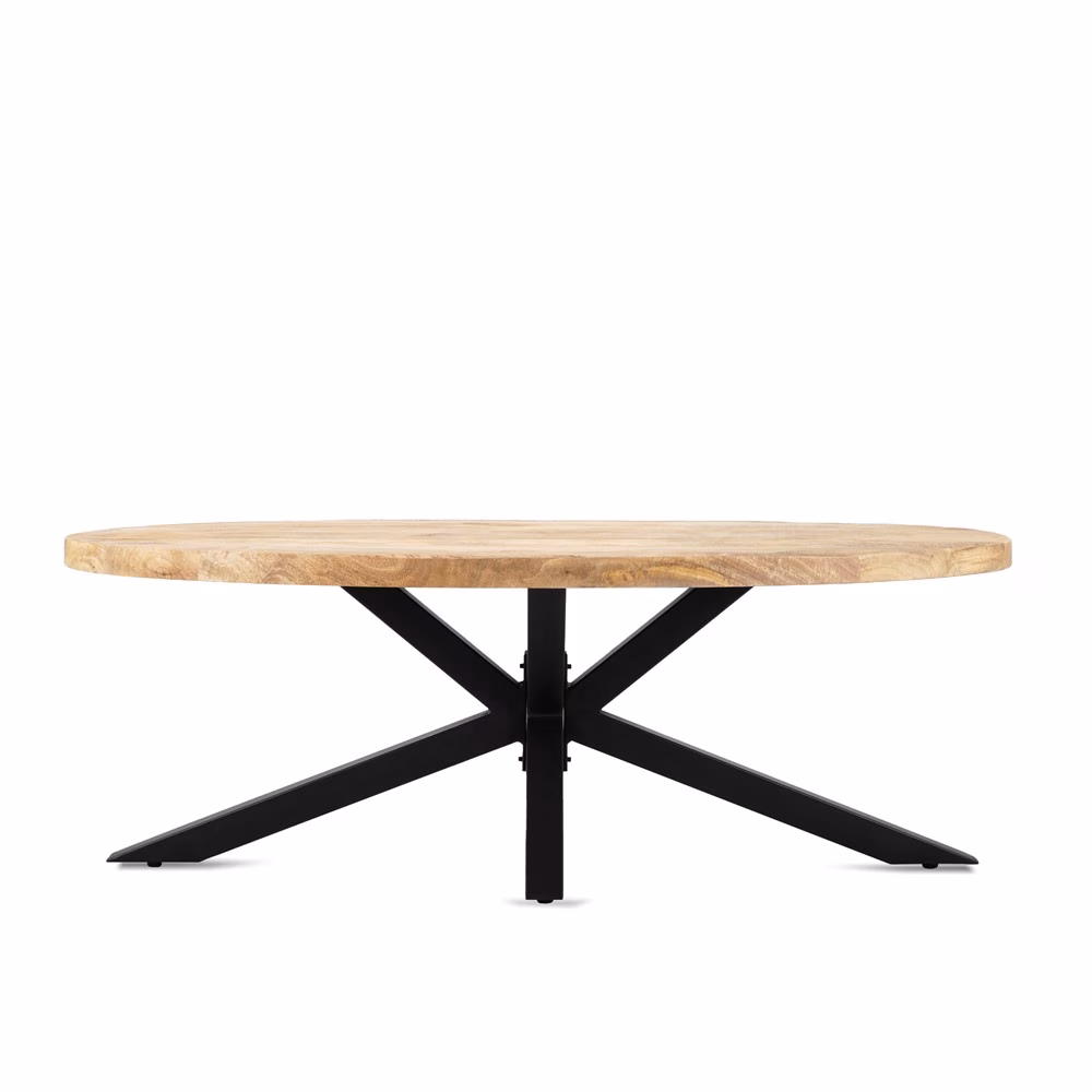 Salontafel Mangohout Ovaal met Spinpoot 130 cm 1 Salontafel Ovaal met Spinpoot 130