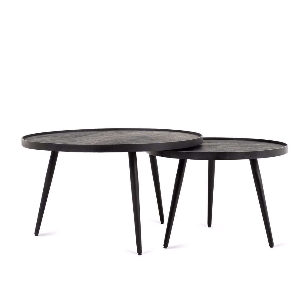 Salontafel mangohout zwart set 1 Salontafel mangohout zwart set