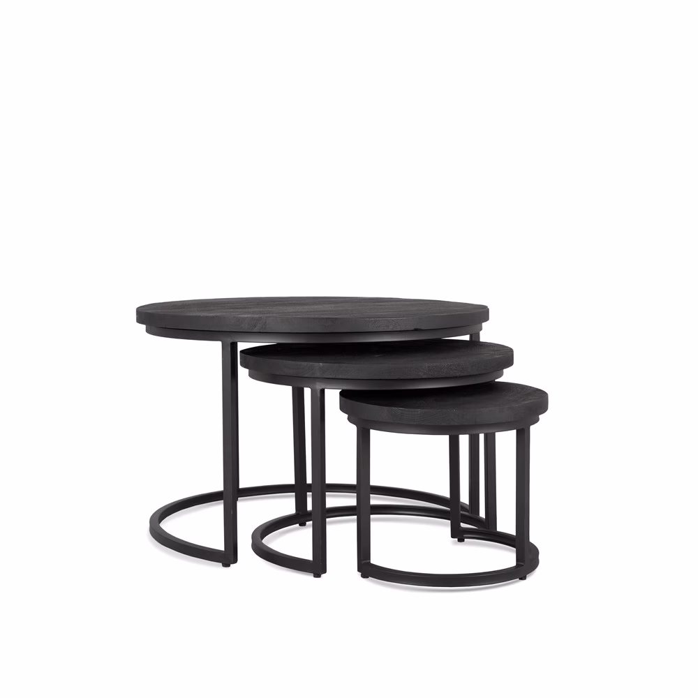 Ronde set salontafel zwart 1 Ronde set salontafel zwart