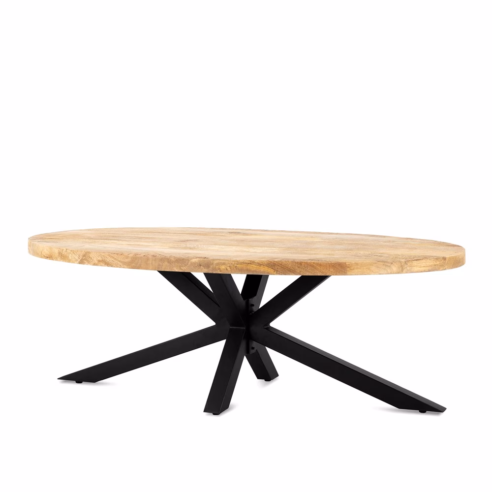 Salontafel Mangohout Ovaal met Spinpoot 130 cm 2 Salontafel Mangohout Ovaal met Spinpoot 130 cm - Afbeelding 2