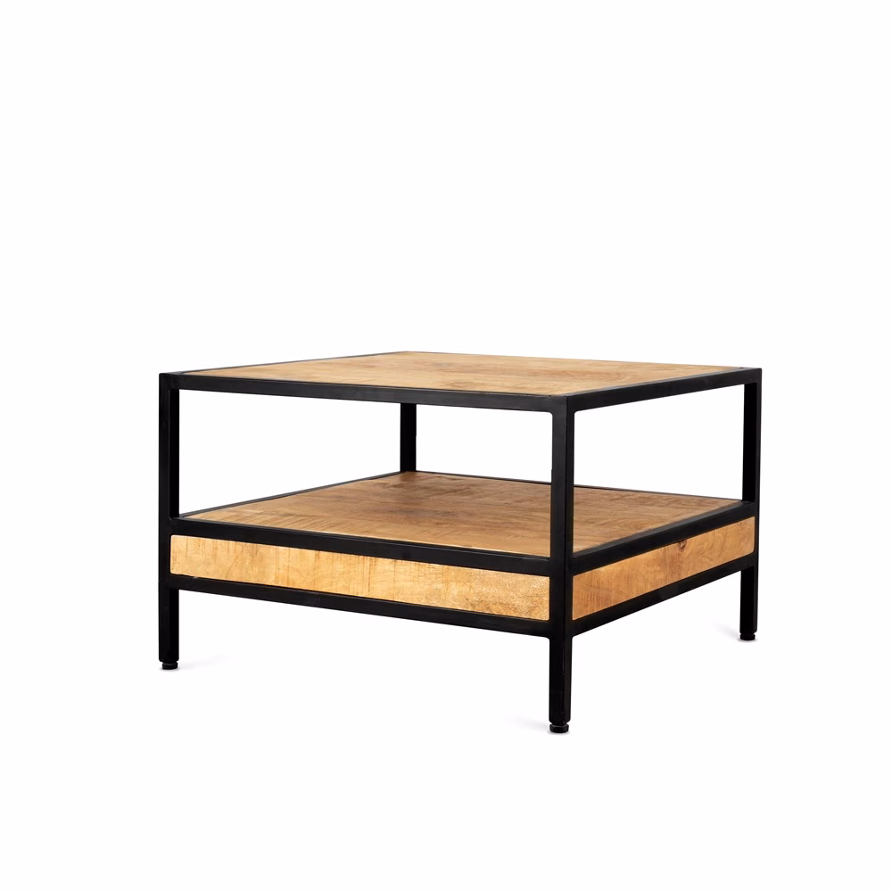 Vierkante salontafel GB – Mangohout & Staal 60 cm 2 Vierkante salontafel GB – Mangohout & Staal 60 cm - Afbeelding 2