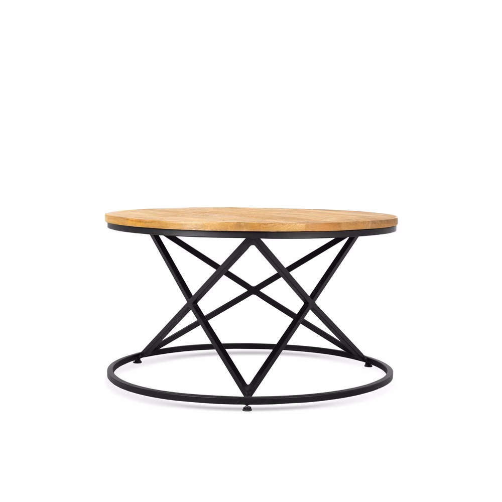 Mangohouten ronde salontafel 70 2 Mangohouten ronde salontafel 70 - Afbeelding 2