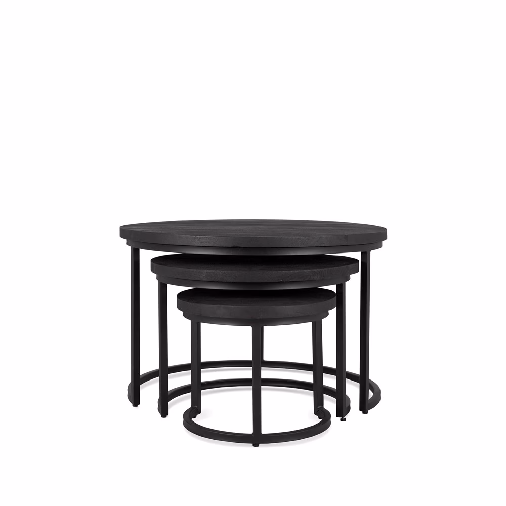 Ronde set salontafel zwart 2 Ronde set salontafel zwart - Afbeelding 2