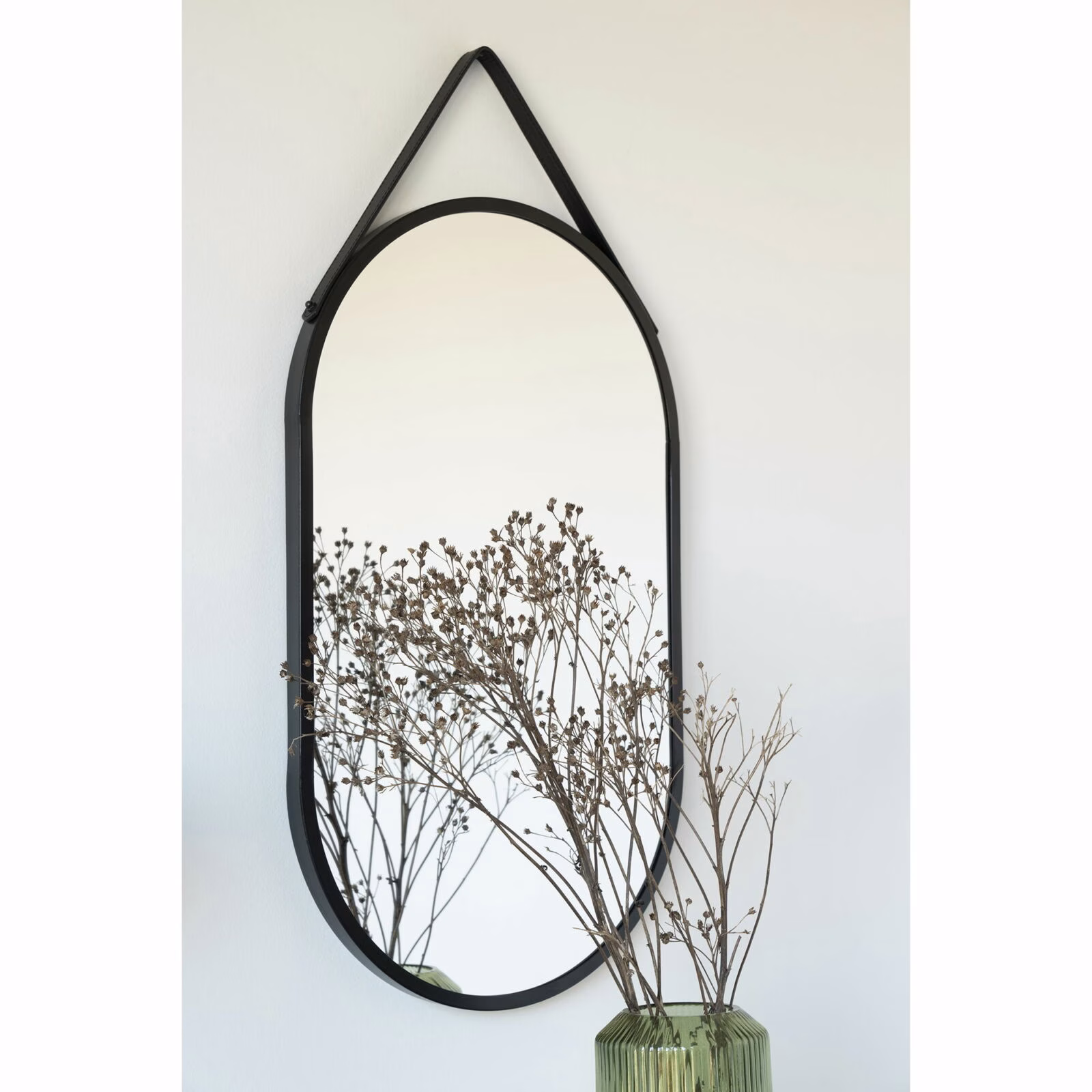 Ovale spiegel, staal, zwart, 35×60cm 2 Ovale spiegel, staal, zwart, 35×60cm - Afbeelding 2