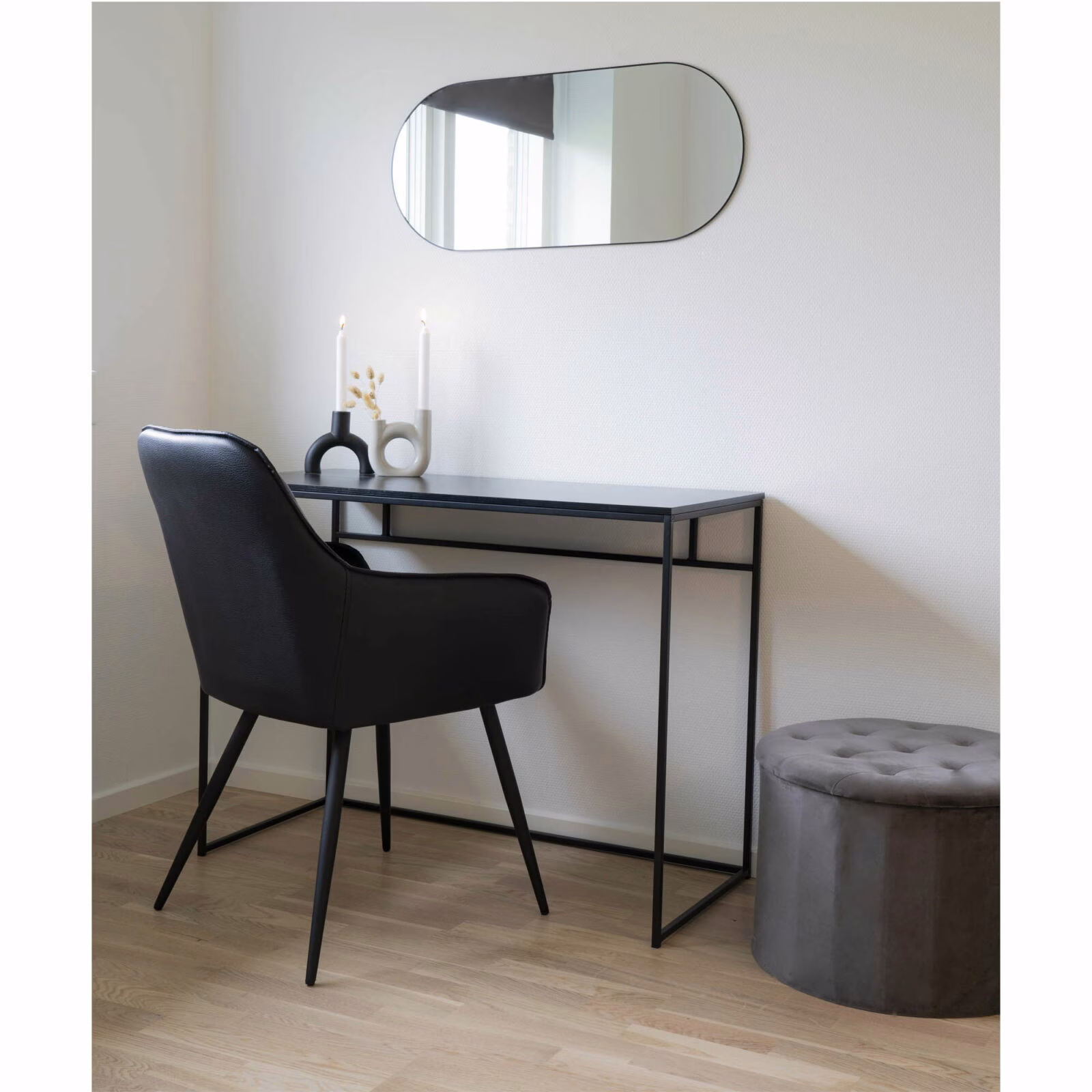 Ovale spiegel, staal, zwart, 35×80 2 Ovale spiegel, staal, zwart, 35×80 - Afbeelding 2