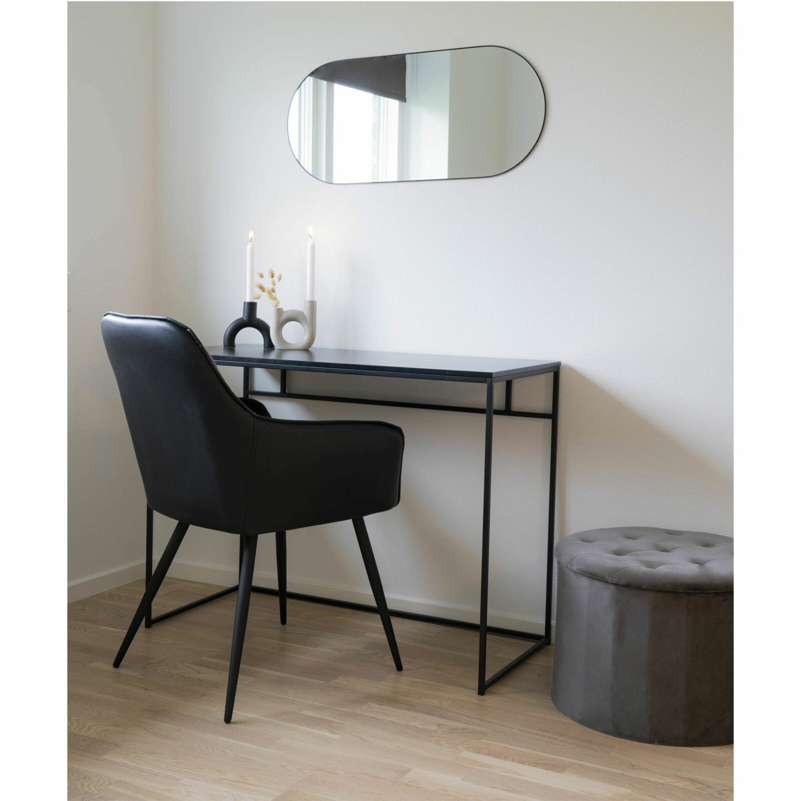 Ovale spiegel, staal, zwart, 35×80 2 Ovale spiegel, staal, zwart, 35×80 - Afbeelding 2