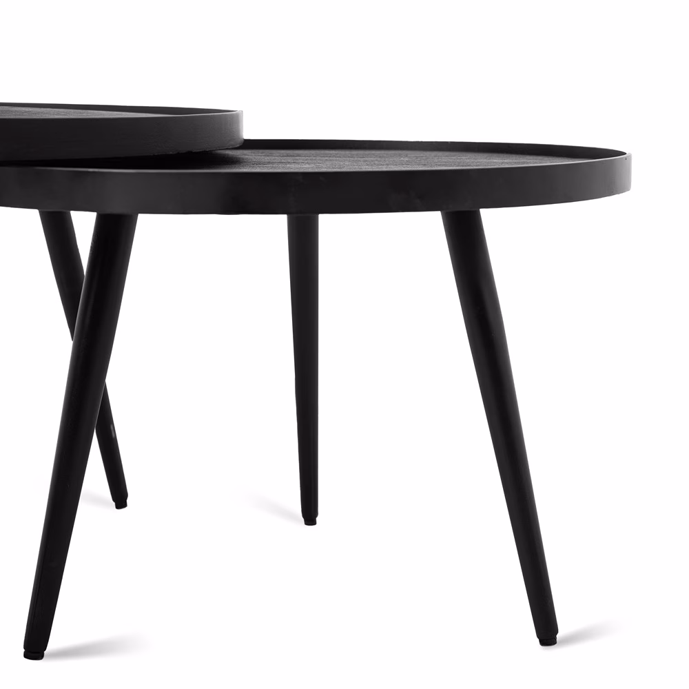 Salontafel mangohout zwart set 3 Salontafel mangohout zwart set - Afbeelding 3
