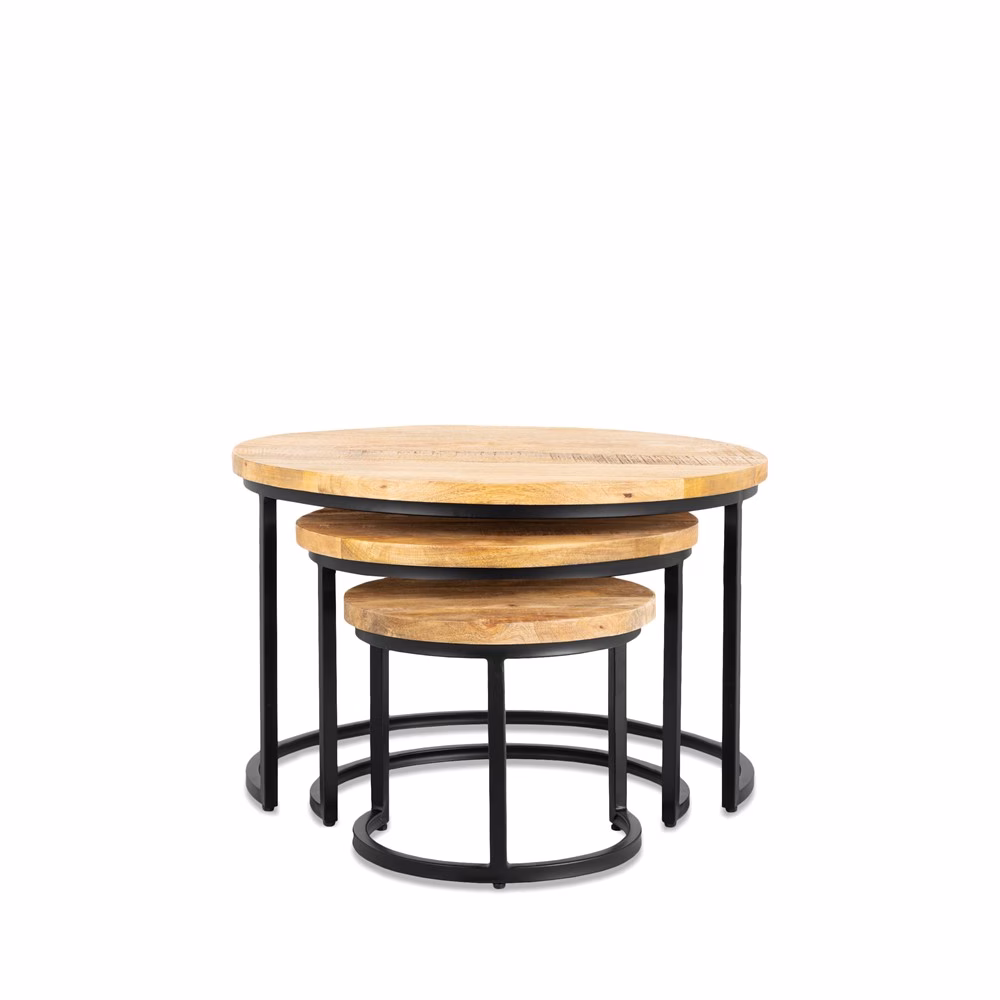 Salontafel mangohout set van 3 2 Salontafel mangohout set van 3 - Afbeelding 3