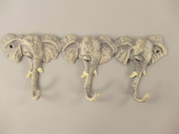 Wandhaak gietijzer olifant 28cm 2 Wandhaak gietijzer olifant 28cm