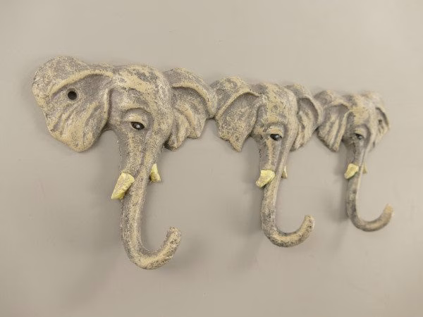 Wandhaak gietijzer olifant 28cm 3 Wandhaak gietijzer olifant 28cm
