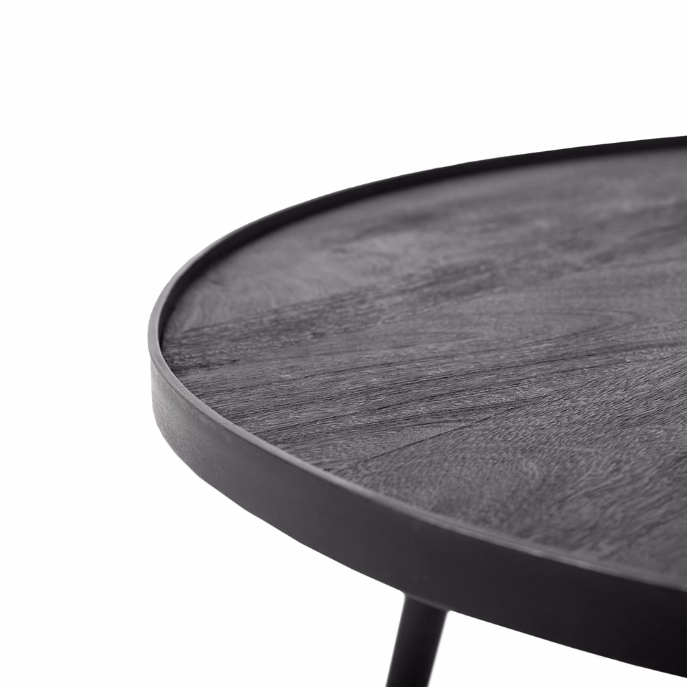 Salontafel mangohout zwart set 4 Salontafel mangohout zwart set - Afbeelding 4