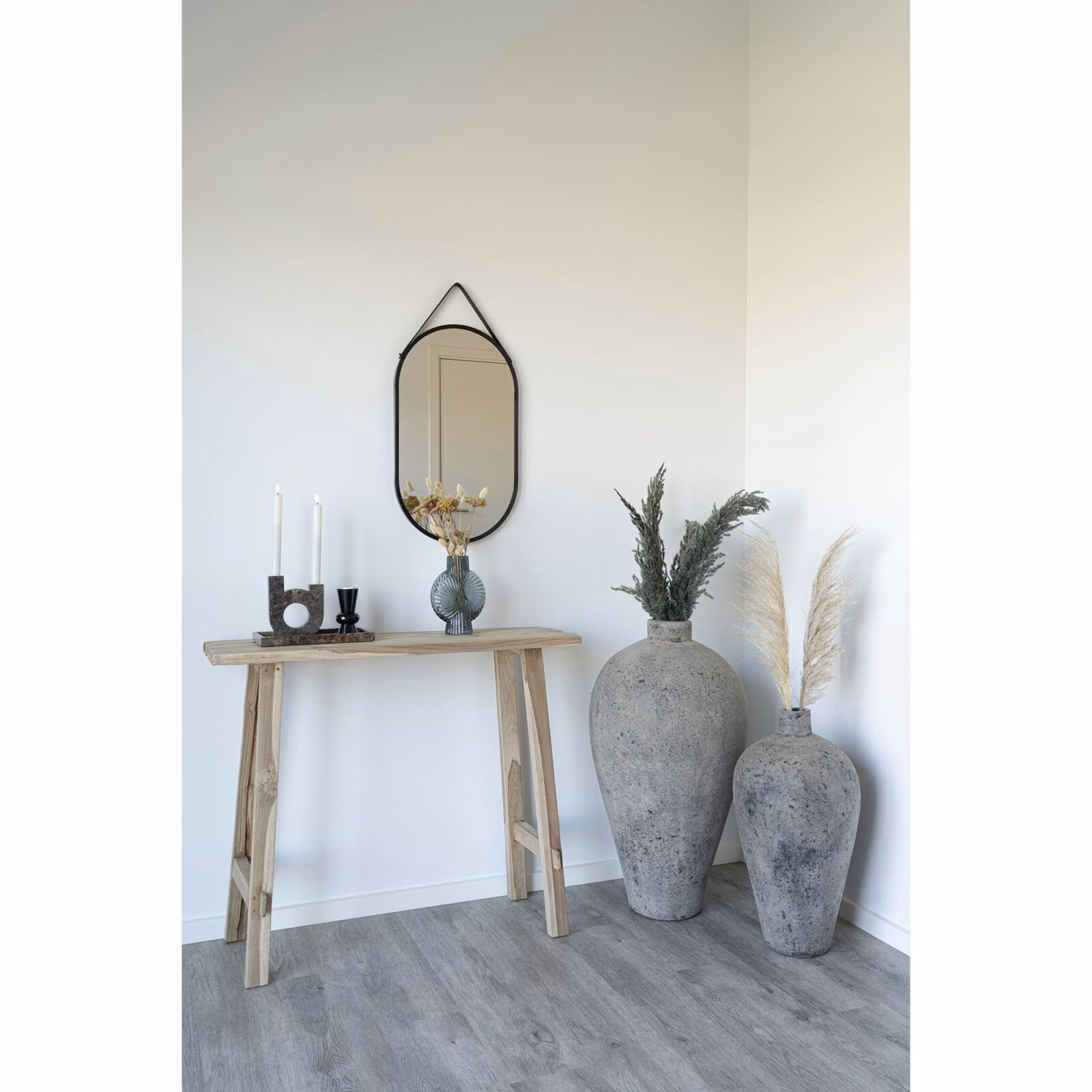 Ovale spiegel, staal, zwart, 35×60cm 4 Ovale spiegel, staal, zwart, 35×60cm - Afbeelding 4