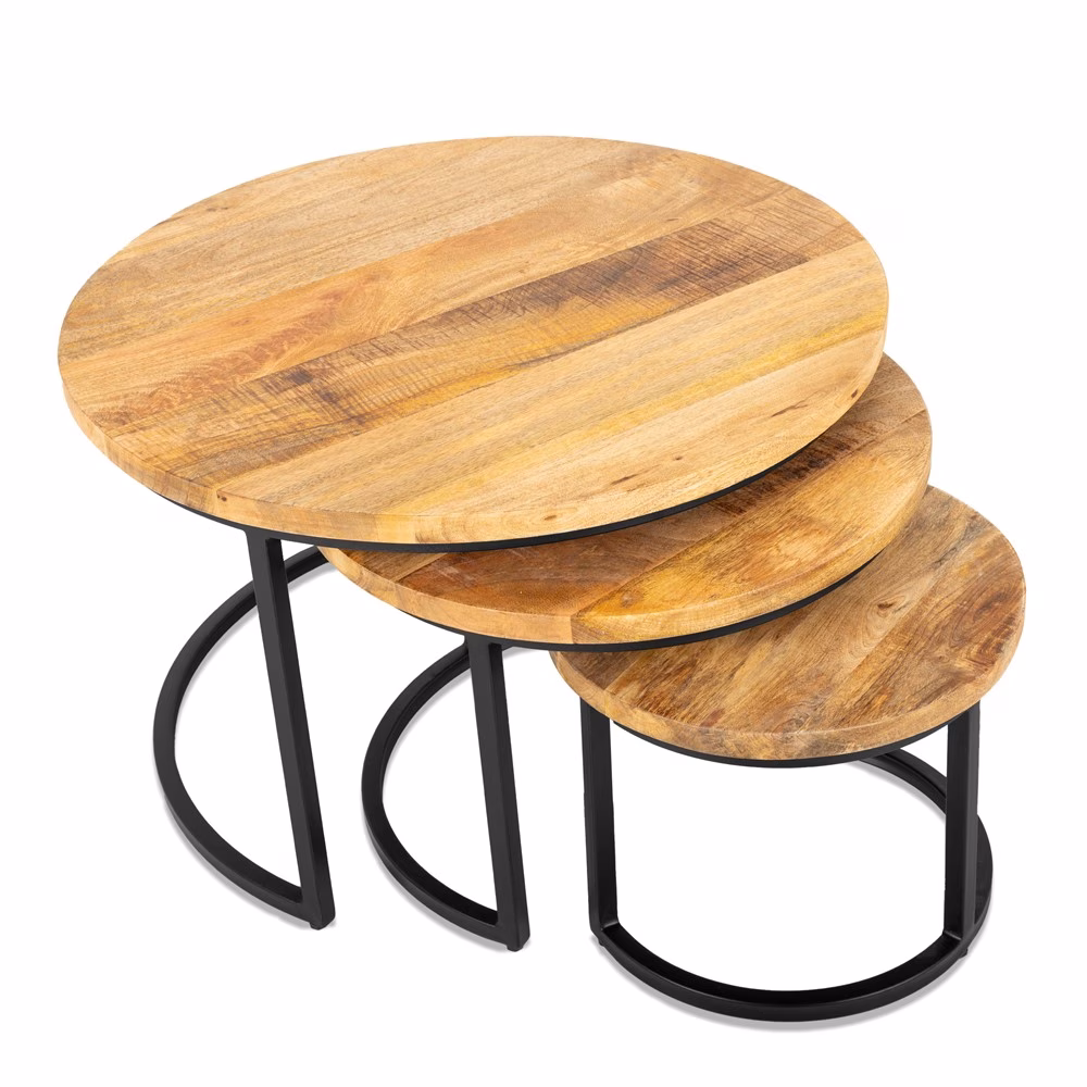 Salontafel mangohout set van 3 3 Salontafel mangohout set van 3 - Afbeelding 4