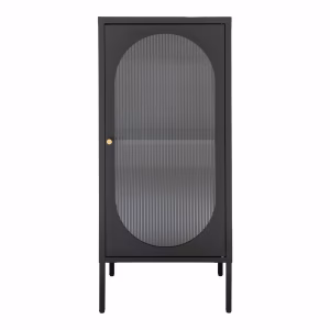 Adelaide Vitrinekast – Zwart Geribbeld Glas
