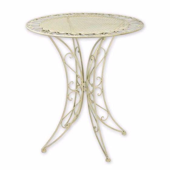 Witte Metalen Tuintafel Ø70 cm Rond & Weerbestendig 1 Witte Metalen Tuintafel Ø70 cm – Rond & Weerbestendig