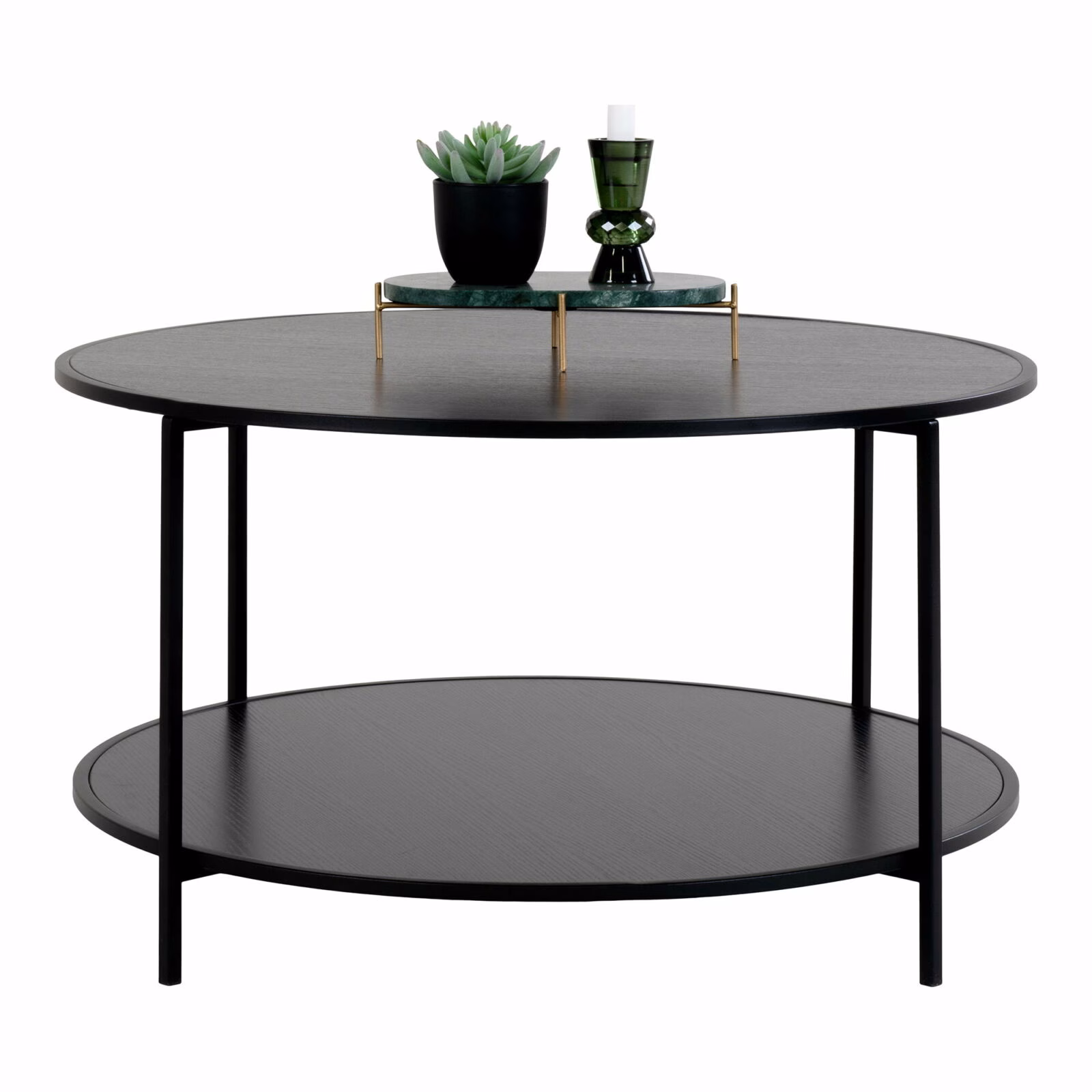 Vita Salontafel Zwart – Ronde Tafel met Opbergruimte Ø80 cm 3 ronde-salontafel-zwart