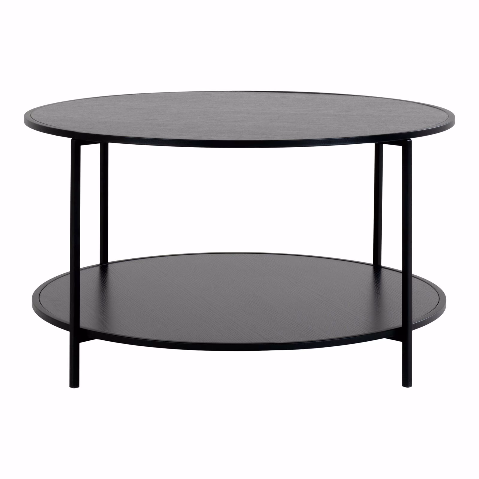 Vita Salontafel Zwart – Ronde Tafel met Opbergruimte Ø80 cm 1 Ronde salontafel zwart