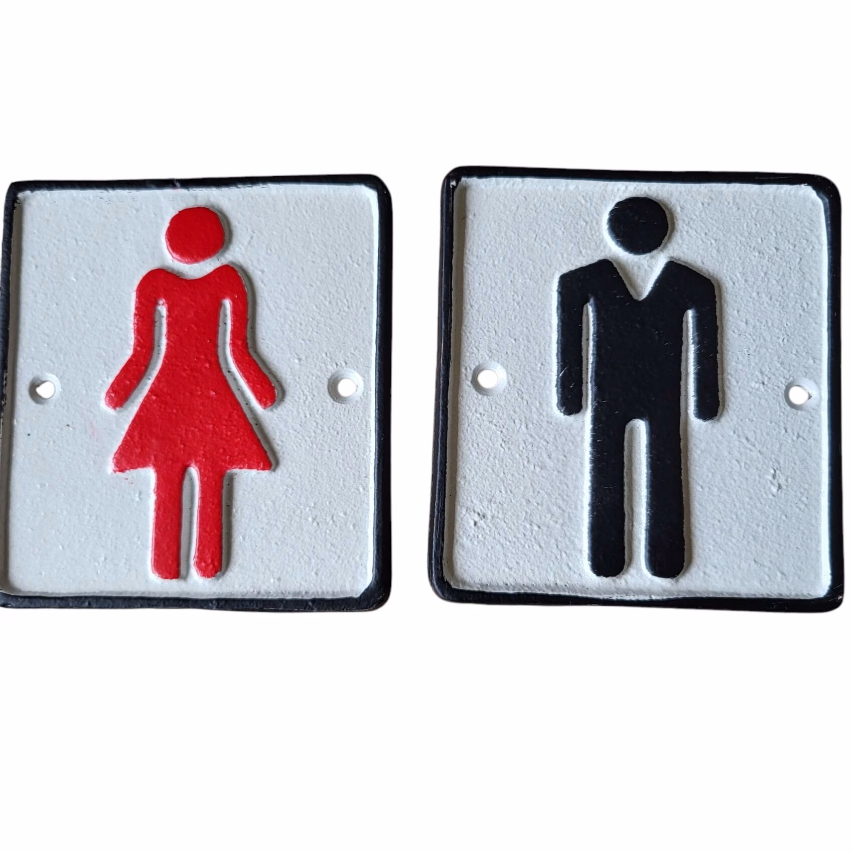 Unieke WC-deurdecoratie in landelijke stijl – Gietijzeren set Man & Vrouw 1 deurdecoratie set Man & Vrouw